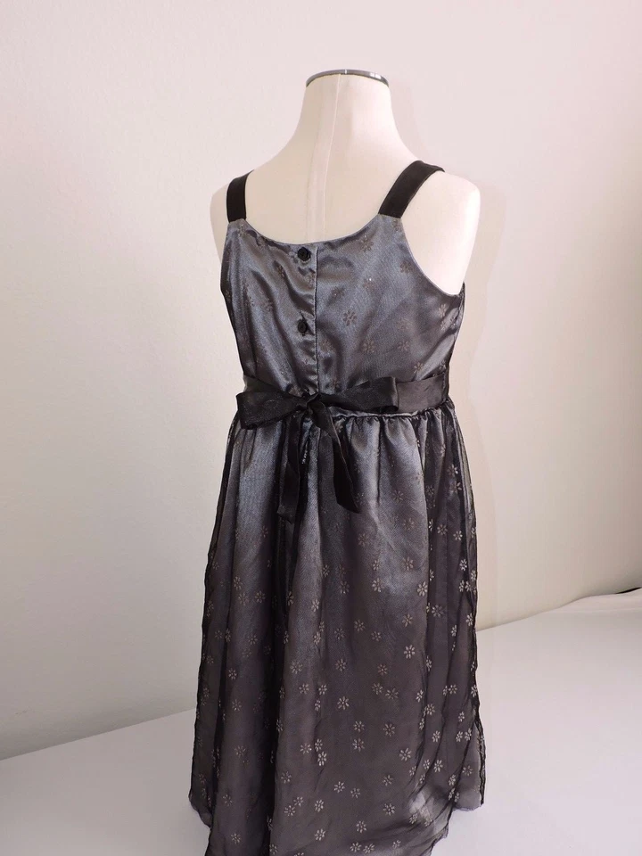 George Girls Party Dress Sparkle Layered Lace Overlay Tulle Ribbon Tie 14 Black - Image 4 of 4