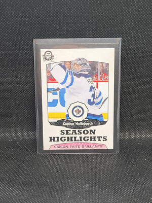 2018-19 O Pee Chee SEASON HIGHLIGHTS #555 Connor Hellebuyck 027/100 BLACK (F6)