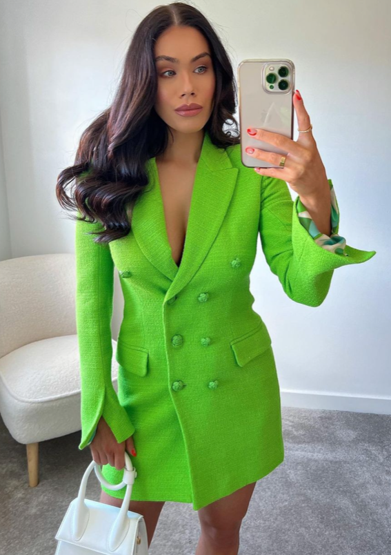 zara lime green blazer