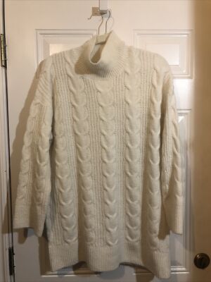 Knox Rose Cream Fisherman Cable Knit Sweater Size XL Nice!!