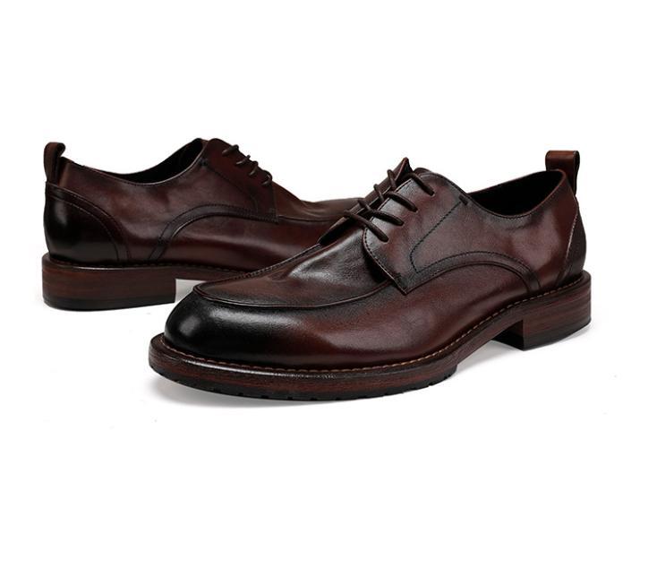SAOLA Scarpe uomo taglie forti nuove vintage vera pelle punta tonda stringate business formali