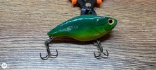 Deadly Lures LLC Green Airbrushed Custom Lipless Crankbait with yellow belly