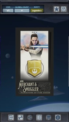 Topps Digital Star Wars Card Trader M&S Rey Legendary Coin Relic 41cc!!!!