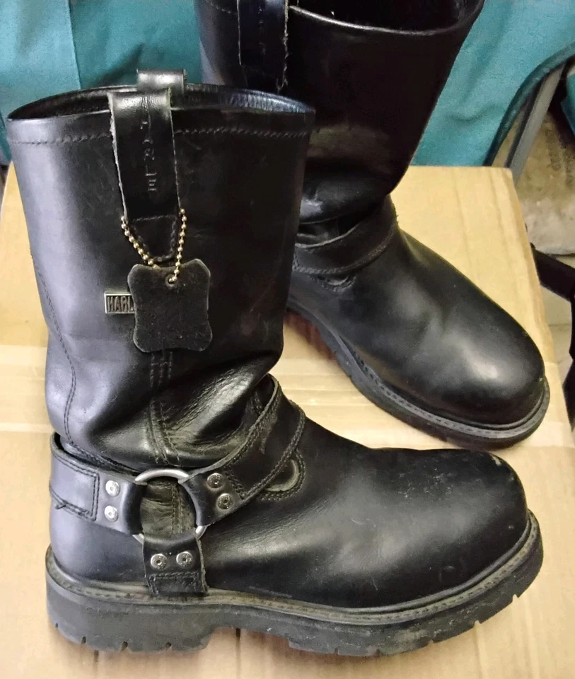 Harley-Davidson Mens Size 10.5 Black Waterproof Motorcycle Boots Steeltoe - Image 2 of 4
