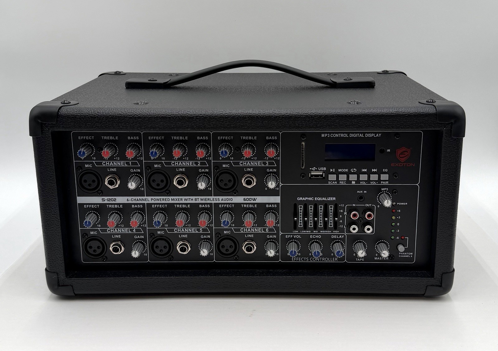 Exoton S-1202 400W Powered 6 Channel Mixer