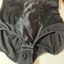 VTG Hi-WAIST Nylon Satin GIRDLE Shaper Brief High Tummy Shaper Sz 2X Black Smith