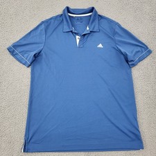 Adidas Polo Mens Large Blue Performance Logo Graphic Shirt