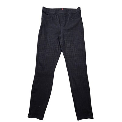 SPANX Leggings Womens L Blue Check High Rise Jegging Pockets Stretch Ankle