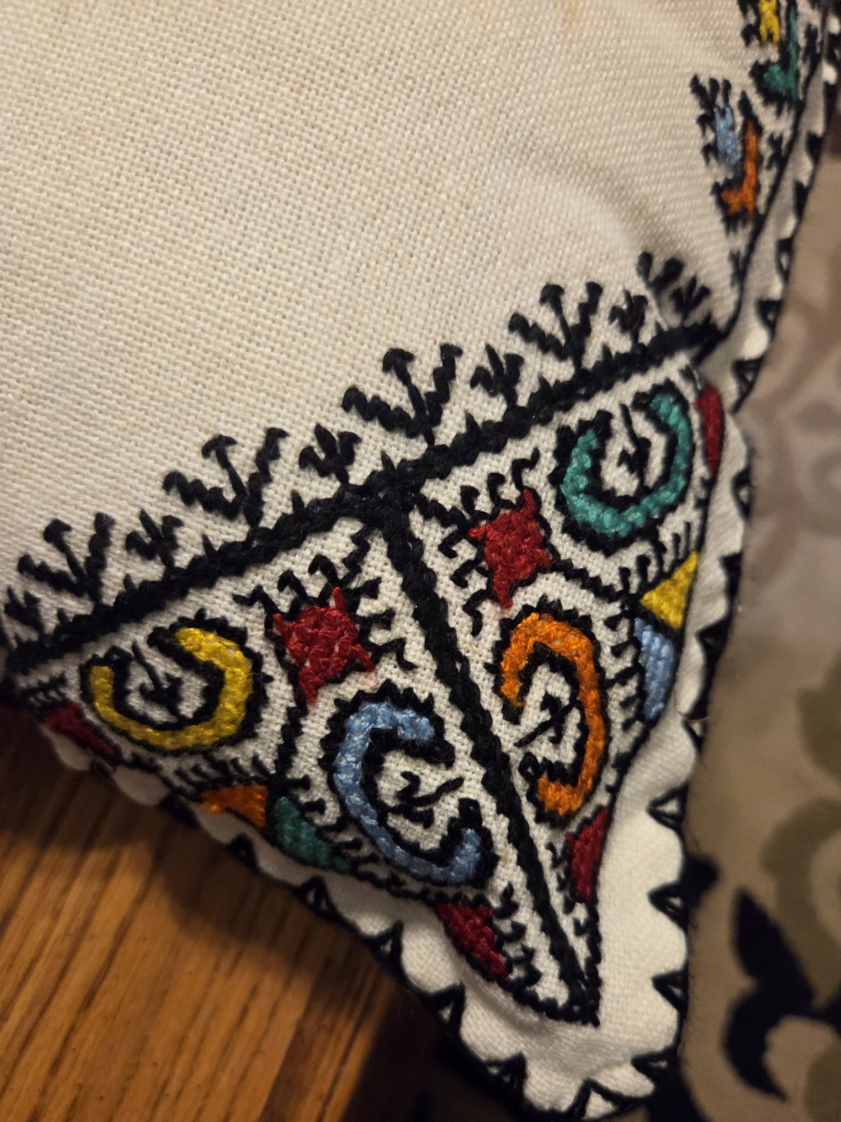 2 Hand Embroidered Moroccan Throw Pillows Boho