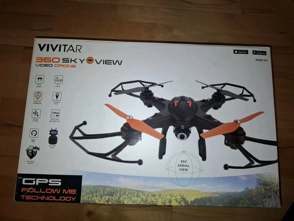 Vivitar 360 Skywiev Video Drone Follow Me Technology Sealed Brand New Neu Gps