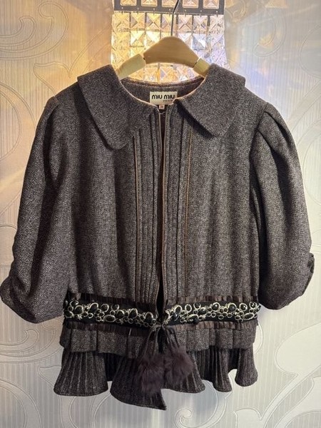 Women Miu Miu Blazer Brown Wool 38