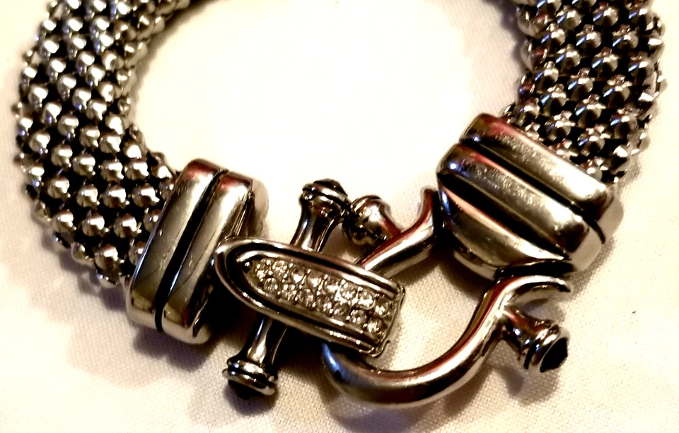 Emma Skye DSMK Stainless Steel Pavé Crystal Popcorn Mesh Necklace & Bracelet Set - Image 4 of 4