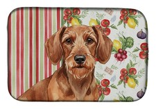 Caroline's Treasures Wirehaired Red Dachshund Vegetables Dish Drying Mat