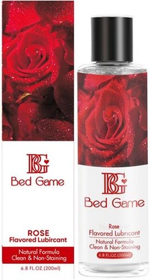 BED GAME Water-Based Rose Flavored Lubricant 6.8 Fl Oz (Pack of 1), Red 