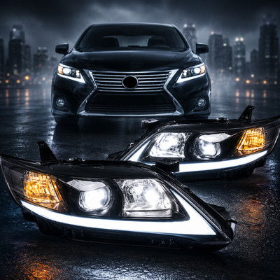Headlights For 2010-2011 Toyota Camry LED DRL Projector Lamps Assembly Set Pair