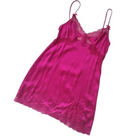 Agent Provocateur Dark Pink Silk Chemise S/M  Stretch Lacy Luxury Slip Sz 3