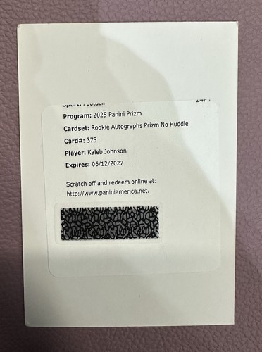 Panini 2025 Prizm Kaleb Johnson Rookie Autographs Prizm No Huddle #375