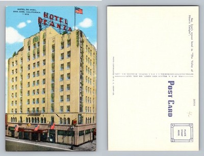 San Jose, CA-California, Hotel De Anza Tall Building Scene, Vintage Postcard