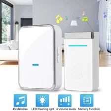 Weatherproof Wall Plug-in Cordless Door Bell Chime Kit with 28 Tunes, Extra Loud