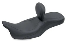 Mustang Blk 2Up Wide Tripper 1Pc Seat w Backrest Harley Tri Glide 09-21