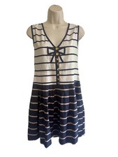 Marc By Marc Jacobs Dress Blue Cream Nautical Tank Buttons Size 8 Silk Side Zip