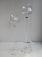Set of 2 Tall Clear Glass Hurricane Candle Holders 23  19  Wedding Centerpiece