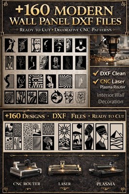 +160 | Modern Wall ART Panel DXF CNC Files-Laser Cut Decorative Panels Router