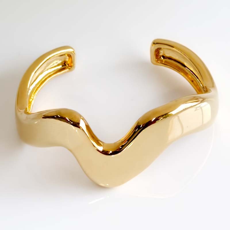 Copper Pated Gold Statement Oval Open Bangle Cuff Women Party Vacation Jewelry