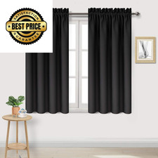 DWCN Black Blackout Curtains for Bedroom   Rod 38"W x 54"L Pack of 2 ,