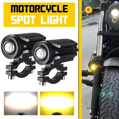 2x LED Motorcycle Spot Light Headlight Driving Fog Auxiliary Lamp Yellow White P