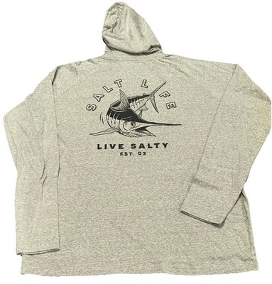 Salt Life L Long Sleeve Hood Green Heather Graphic Tee Live Salty Salt Life NWT