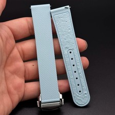 20mm FKM Rubber Watch Strap Quick Release Black Grey Sports Band