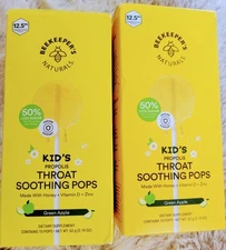 2X Beekeeper's Naturals Kids Propolis Immune Support Throat Soothing Lollipops 
