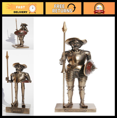 11.63 Inch Don Quixote Cold Cast Bronze Figurine - Standing with Spear, Art Deco
