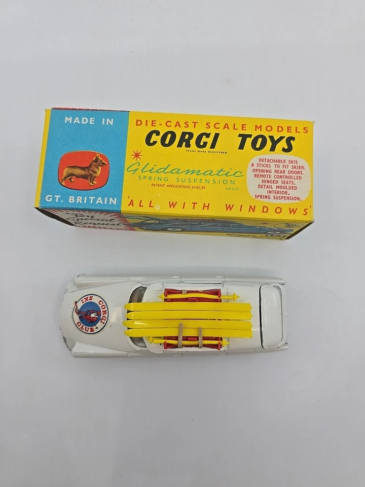 Original Boxed Corgi 475 Citroen Safari 1964 Olympics Winter Sports Ski Complete - Image 2 of 4