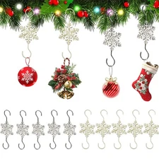 Christmas Ornament Hooks, Snowflake S-Shaped Light Hooks, Holiday DIY ﻿ A1S U5N6