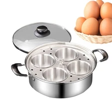 Stainless Steel Poached Egg Maker 4 Cup Non Stick Steamer Pan Kitchenware