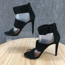 Vince Camuto Sandals Womens 6.5 M Black Fia Dress Pumps Leather Heels Zipper