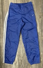 NIKE Large Blue Windbreaker Pants Late 1990s Tag Y2K Ankle Zip
