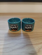 Heinz Beans Vintage Egg Cups Traditional Teal Blue Set of 2
