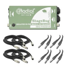 Radial StageBug SB-2 1-Channel Passive Instrument Direct Box 4-Pack with 4x XL