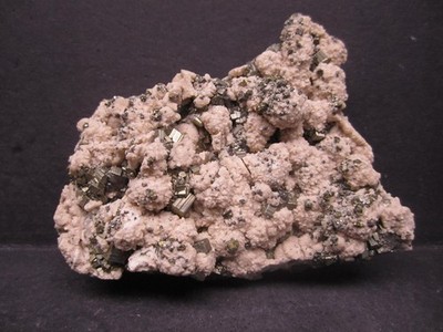Pyrite Crystal Cluster with Manganoan Calcite, Morococha Mine, Peru #15