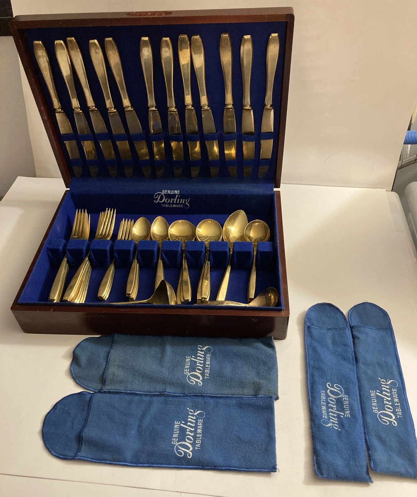 Dorling GOLDEN AUTUMN SYMPHONY Tableware 51 Piece Set Flatware Cherry Wood Case
