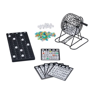 RELAXDAYS Bingo spiel bunt 75 Kugeln Bingo-Maschine Tombola-Spiel Familien-Bingo 18 Karten