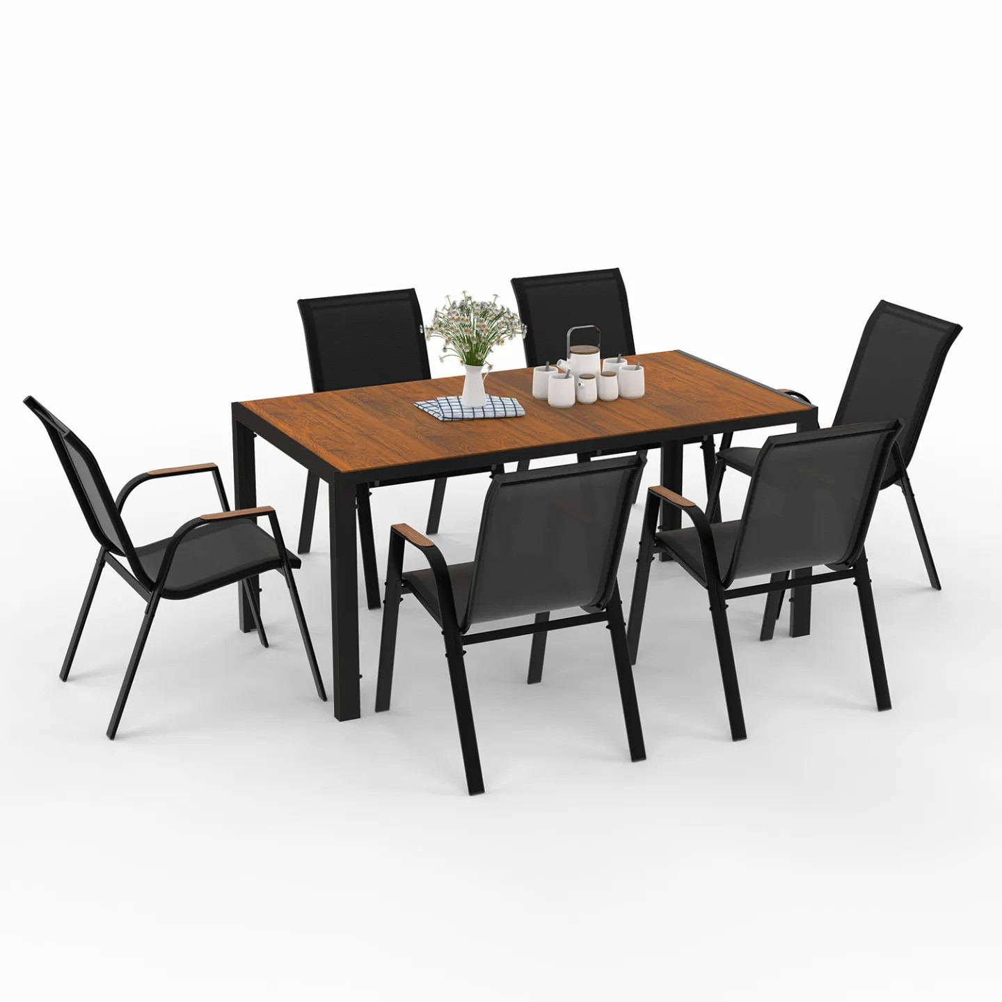 Salon de jardin NOUMEA table repas 150 cm pour des déjeuners sur la terrasse