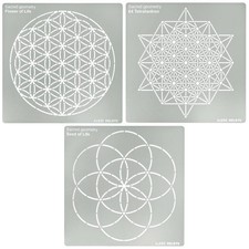 Aleks Melnyk No.488 Metal Stencils, Sacred Geometry Figures, Flower of Silver