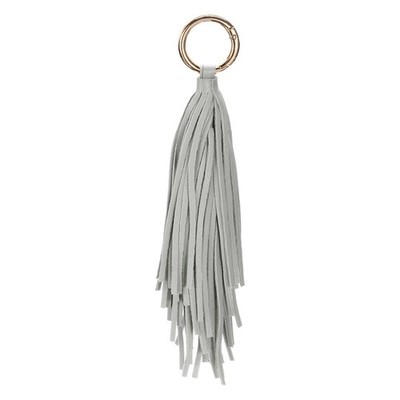 8.3'' Tassel Keychain, PU Leather Tassel Purse Charm with Circle Rings, Gray