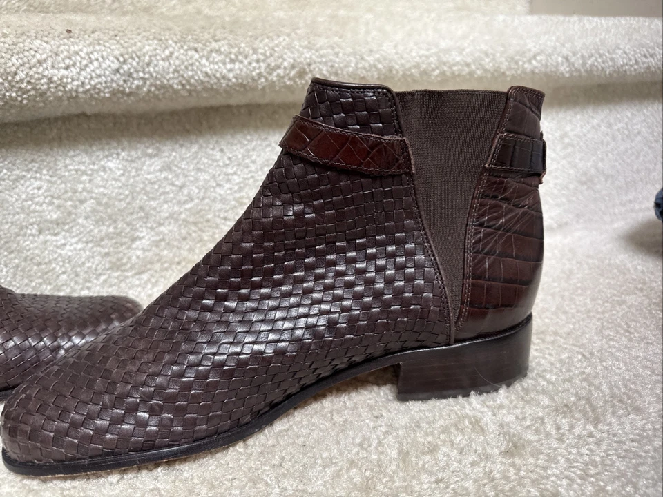 Botines Brighton para mujer de cuero tejido marrón talla 8,5 Foto 3 de 4