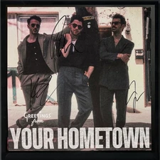 Jonas Brothers signed 2025 Greetings Your Hometown Art Card Framed Album LP- COA