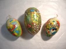 Vintage German Paper Mache Easter Eggs Candy Containers Chicks Duck Cat Birds !!